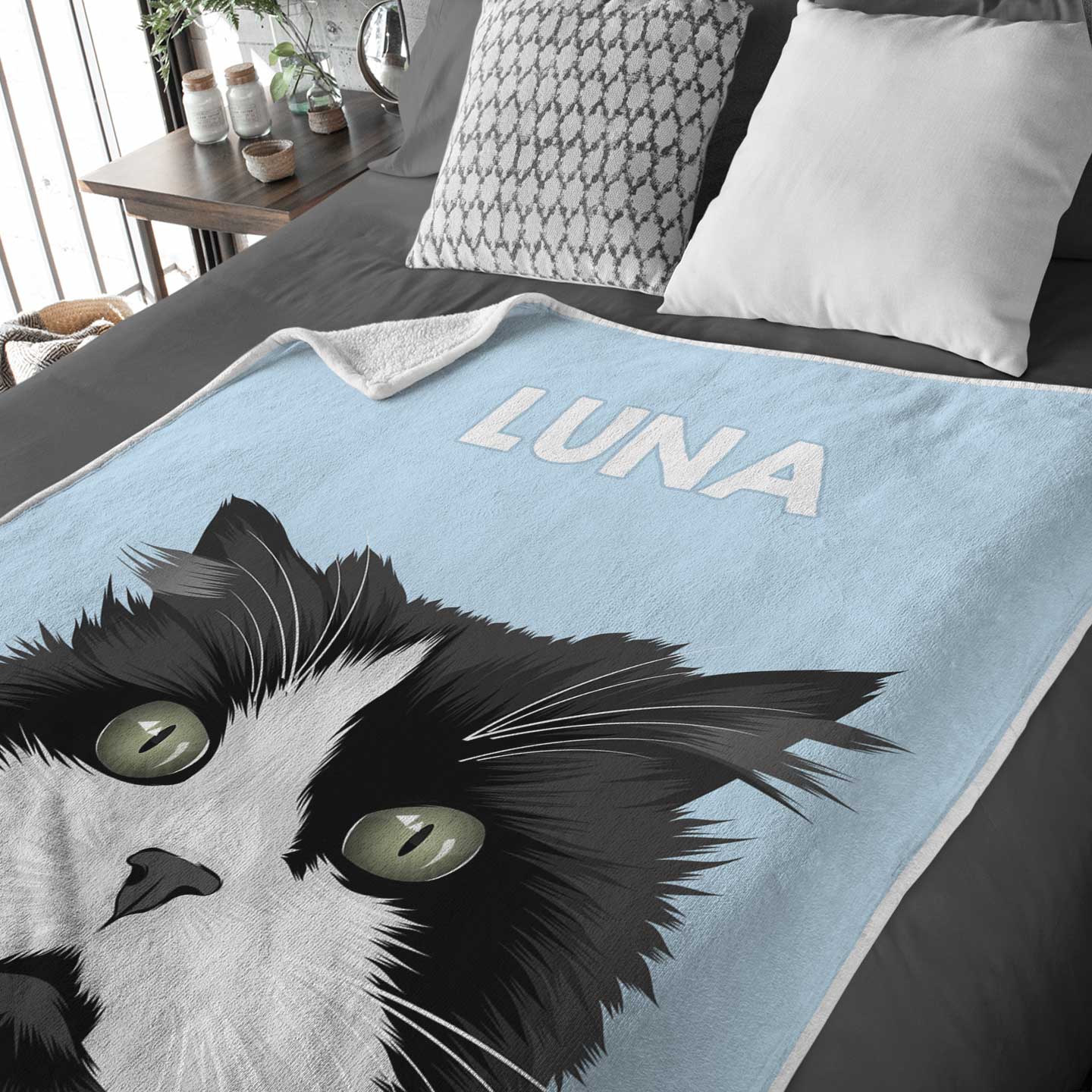 Custom Cat Portrait Blanket